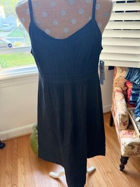 Calvin Klein Jeans Black Midi Spaghetti-Strap Dress